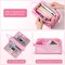 Sooez Large Pencil Case, Big Capacity Pencil Pouch Pen Bag with 3 Compartment, Portable Canvas Stationery Organizer with Zipper, Cute Aesthetic School Supplies for Teen Girls, Purple with Plaid